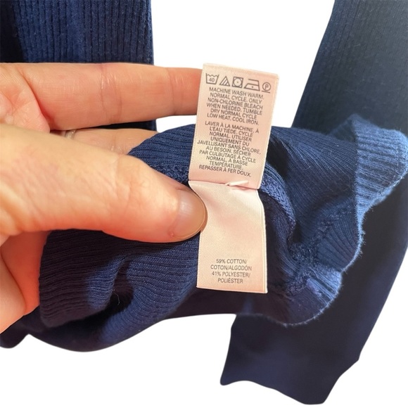 Victoria's Secret Navy Button Long Sleeve Ribbed Henley Top Small Y2K Preppy - Picture 4 of 9